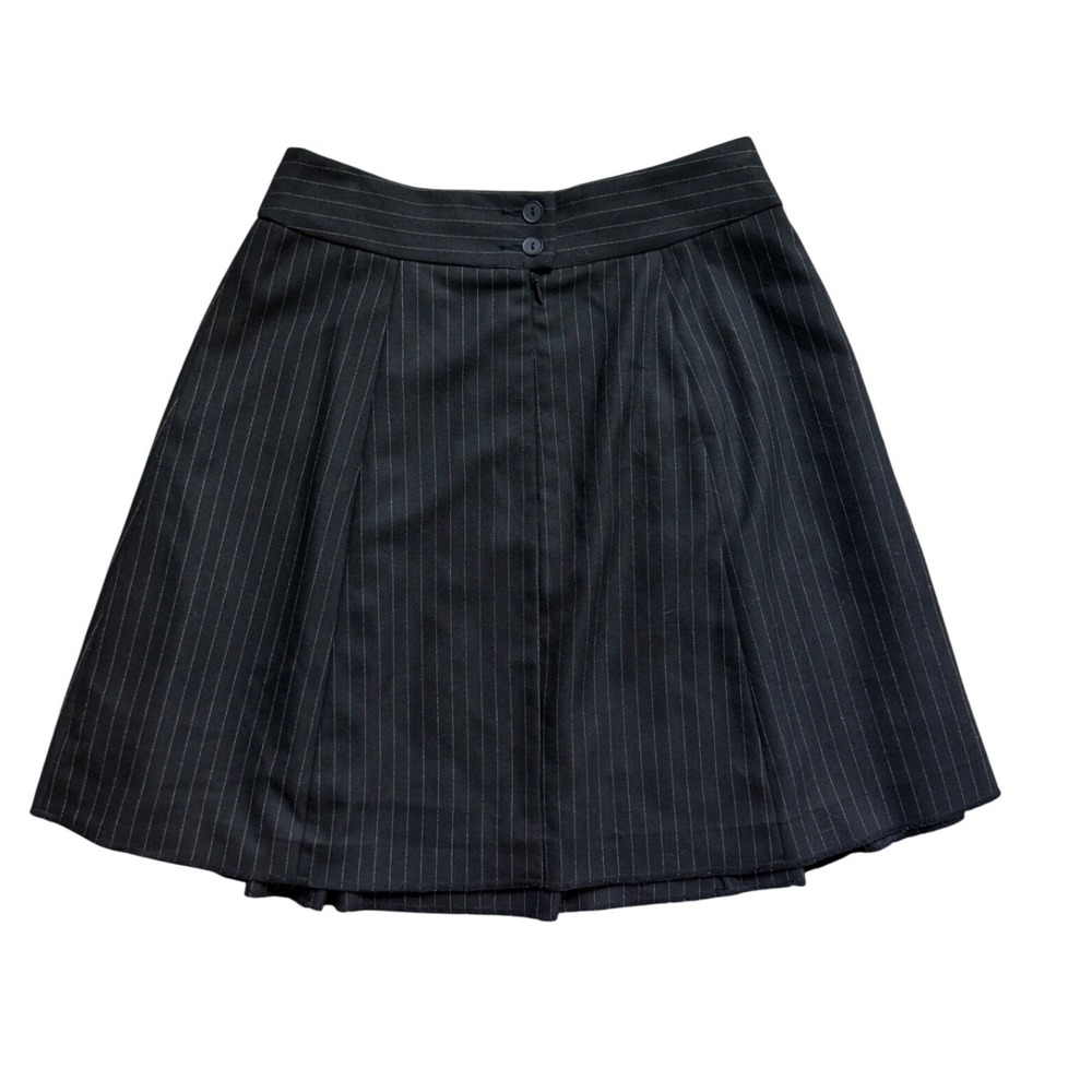 Nanette Lepore Pinstripe Pleated Mini Skirt Grey Size 4 Made in NYC Tailored - Picture 7 of 9